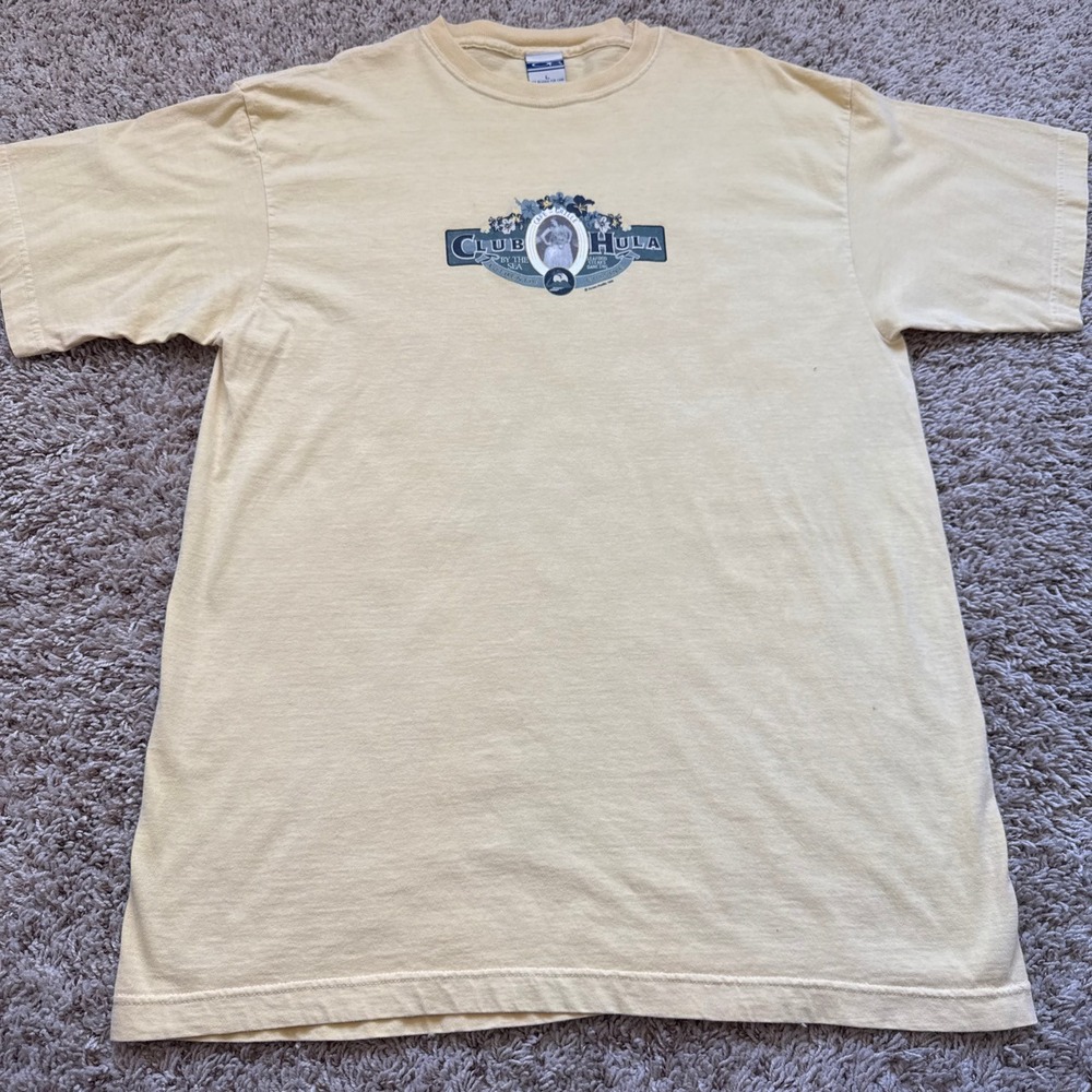 Vintage 1999 Ocean Pacific OP Club Hula Cafe T-Shirt Yellow Mens Large Surf Tee